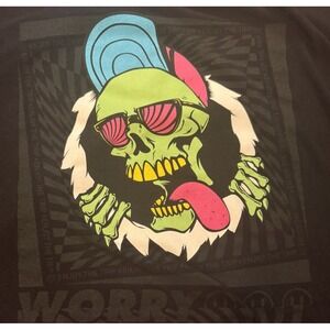 Zuni Neon skeleton tee shirt size large black, green, blue, psychedelic‎